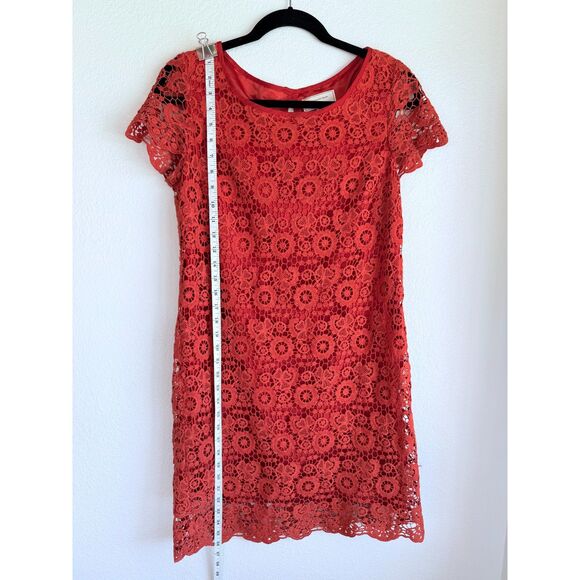 Anthropologie Moulinette Soeurs Horkelia Lace Short Sleeve Shift Dress in Orange - Picture 10 of 12